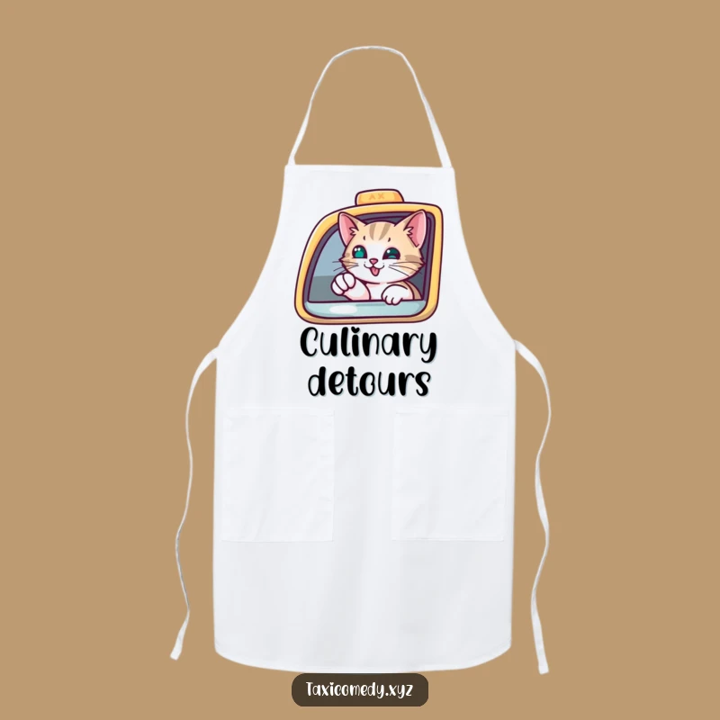 Funny Curious Cat Taxi Apron: Cook with a Pointing Feline Hilariously
