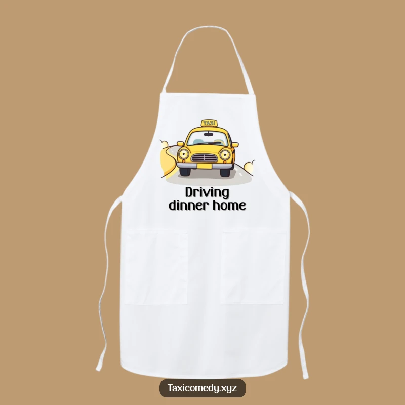 Protect your kitchen from culinary detours with this funny apron! A cheerful taxi is ready for mealtime. The perfect funny gift for chefs.