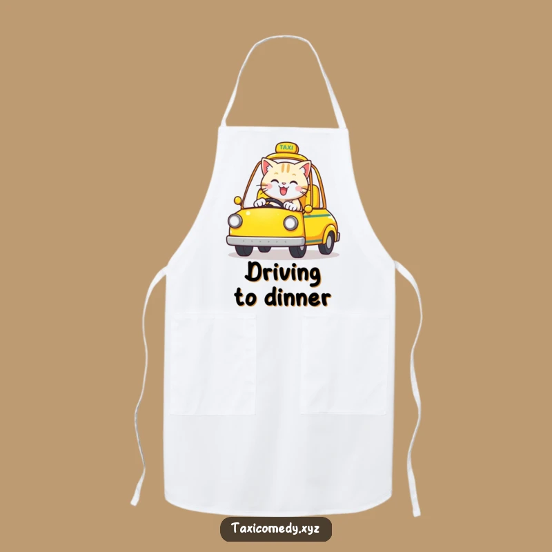 Make your time in the kitchen a joyride with this funny cat apron! The happy cat driver adds a whimsical touch to your cooking.
