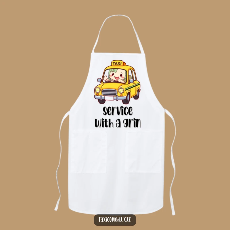 Funny Taxi Driver Apron: Cheerful Cabbie Thumbs Up, Kitchen Humor Gift