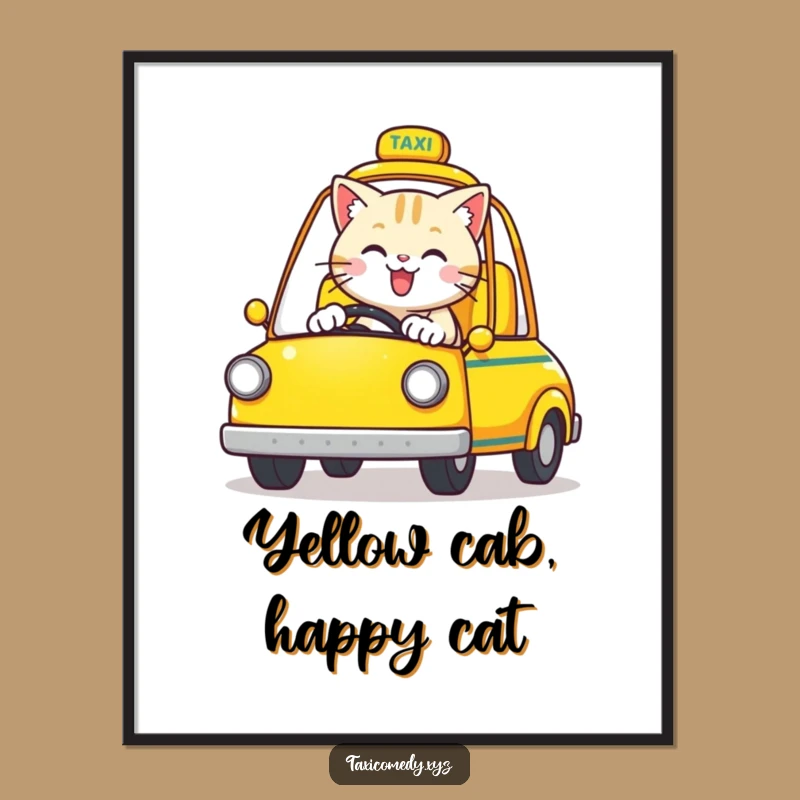 Funny Cat Taxi Driver Digital Print: Instant Whimsical Art for Your Walls