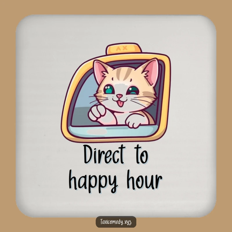 Funny Curious Cat Taxi Coasters: Protect Surfaces with a Pointing Feline Hilariously