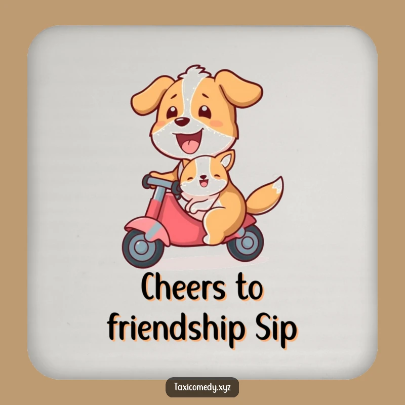 Protect your surfaces with a smile thanks to this funny coaster featuring a dog taxi ready for duty. Style and humor for your home.