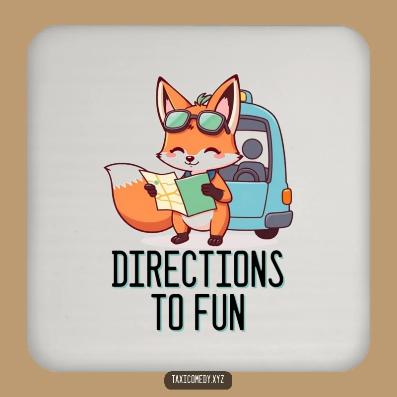 Keep your tables safe from spills and add a touch of clever humor with this funny coaster. A guiding fox ensures a smooth journey.
