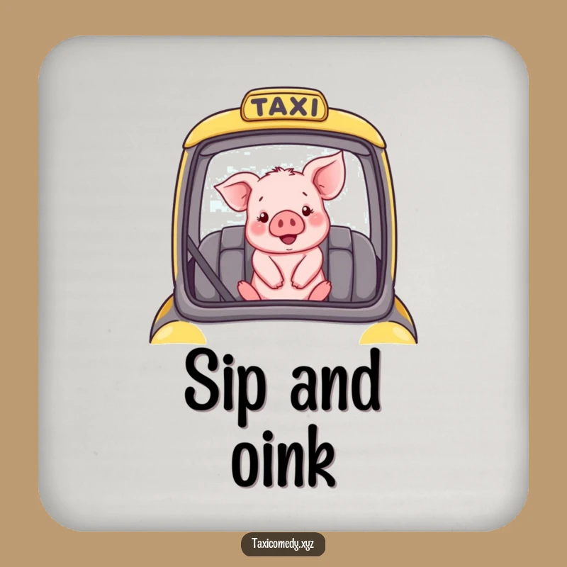 Keep your surfaces safe and stylish with this funny coaster set featuring a piglet in a taxi. A small touch of charming fun.