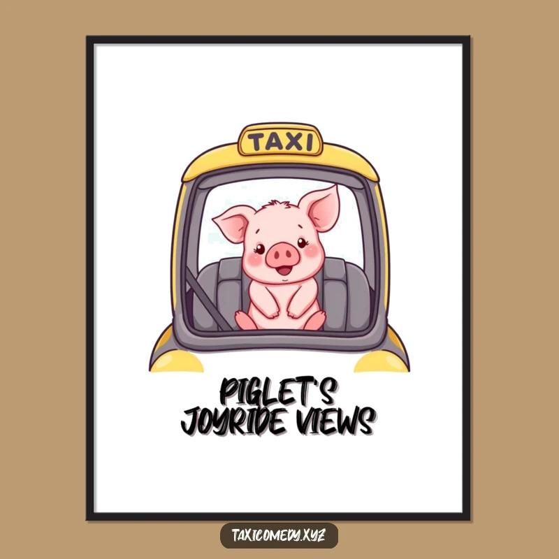 Decorate your space with this funny poster of a piglet in a taxi. It’s a charming piece that brings a smile.