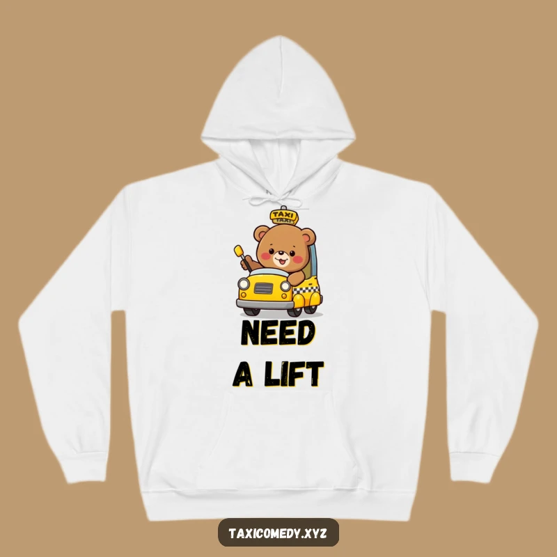 Cozy Funny Bear Taxi Hoodie: Warmth Meets Whimsy in This Hilarious Design