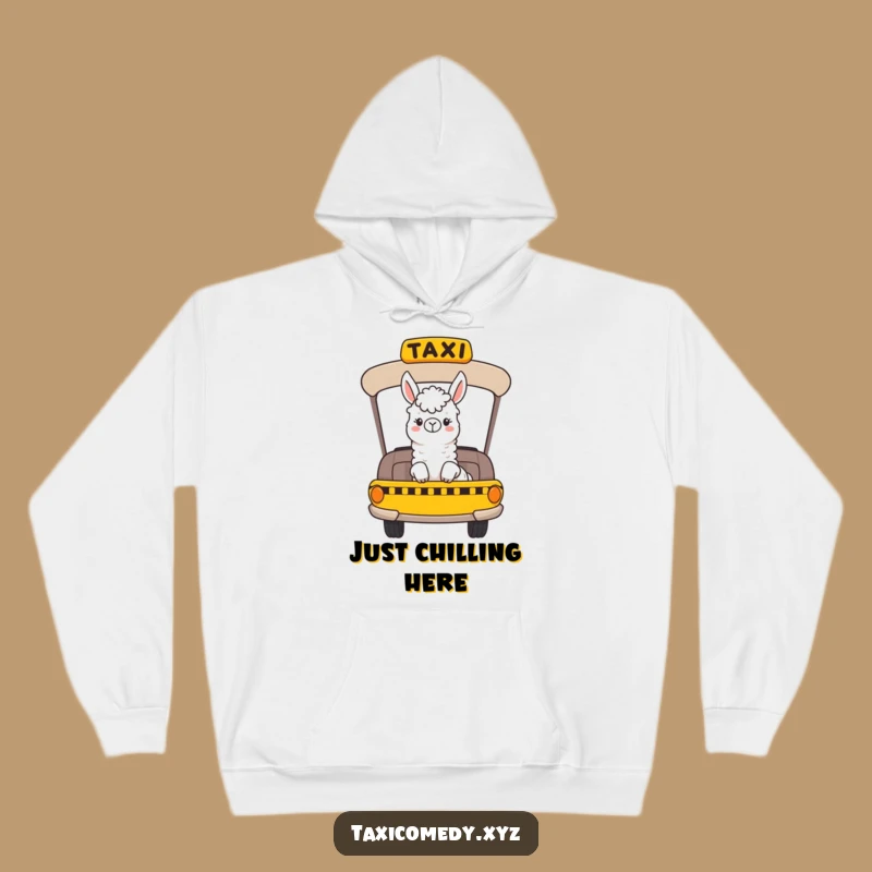 Cozy Funny Llama Taxi Hoodie - Warm Alpaca's Scenic Journey, Comfy Humorous Gift Apparel