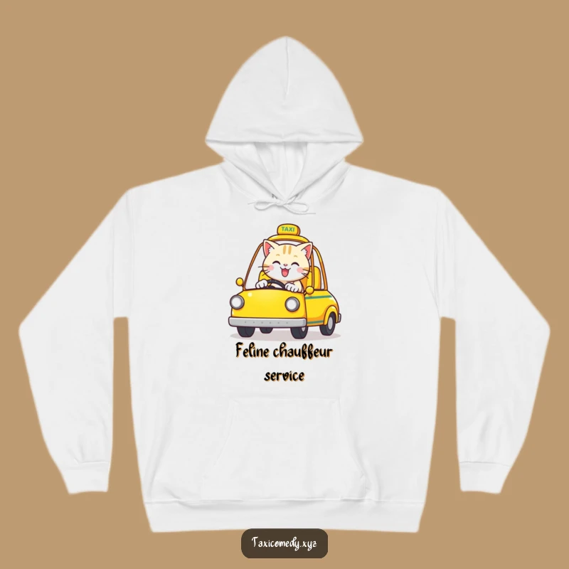 Stay warm on your journey with this funny cat hoodie! The happy feline driver is ready for any destination.