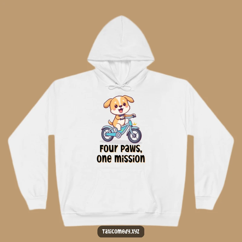 Stay warm and hilarious in this funny hoodie featuring a dog pedaling a tiny taxi. It's the ideal blend of comfort, style, and pure comedic genius, making it a great funny gift.