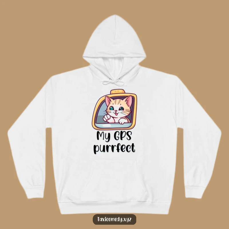 Funny Curious Cat Taxi Hoodie: Cozy Feline Pointing, a Hilarious Warm Gift