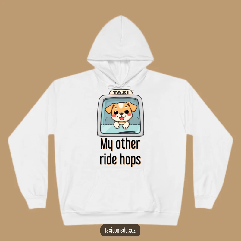 Funny Dog Taxi Hoodie: Cozy Smiling Pooch Head Out Window Comfort, Great Gift!