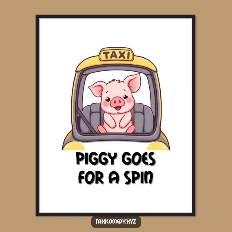 Decorate with fun thanks to this free printable art of a piglet taxi rider. Print at home for instant cuteness.