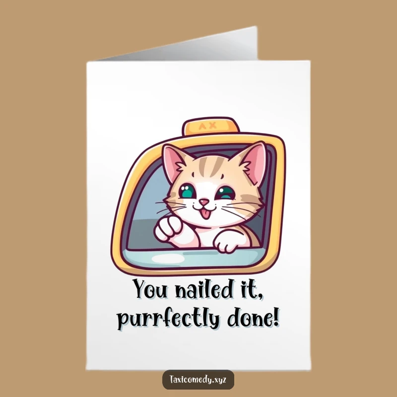Free Printable Curious Cat Congrats Card: Pointing the Way to Success Downloadable Gift
