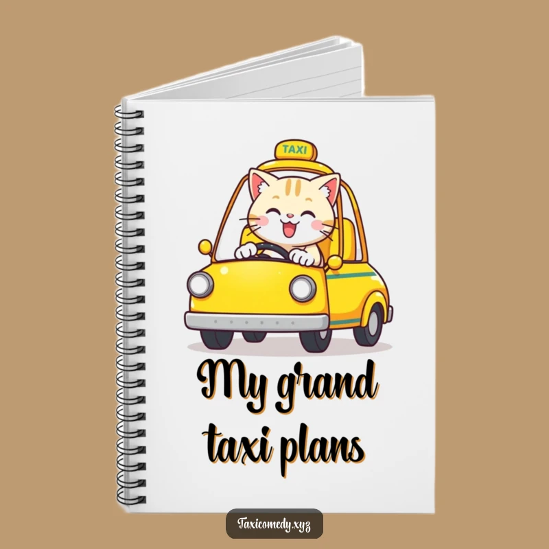 Capture your thoughts on the go with this funny cat notebook! The happy cat driver inspires creative journeys.