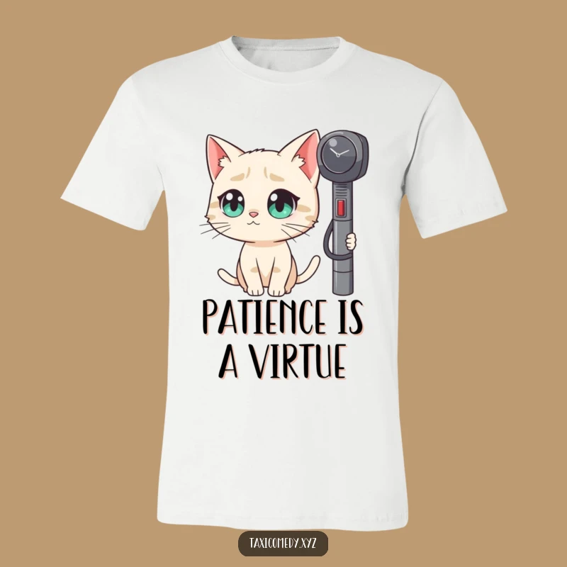 Funny Big Eyed Cat Taxi Meter Curiosity T-Shirt - Unique Humor Gift Idea
